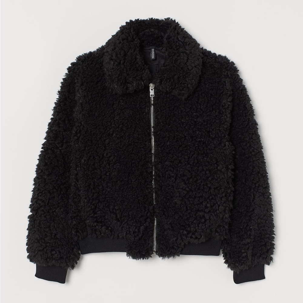 Divided Black Fuzzy Sweater Jacket